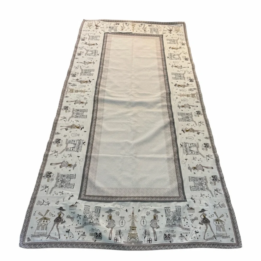 SAFECO FRANCE Weaved Paris Theme Attractions Tablecloth 108” X 52” Eiffel